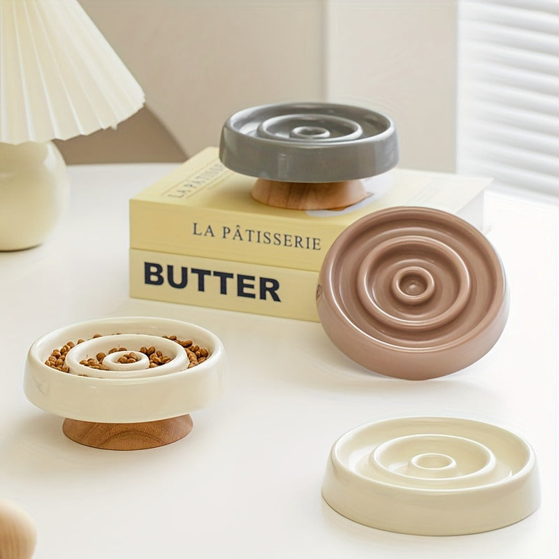 Warm Ceramic Puzzle Bowl for Slow Pet Feeding