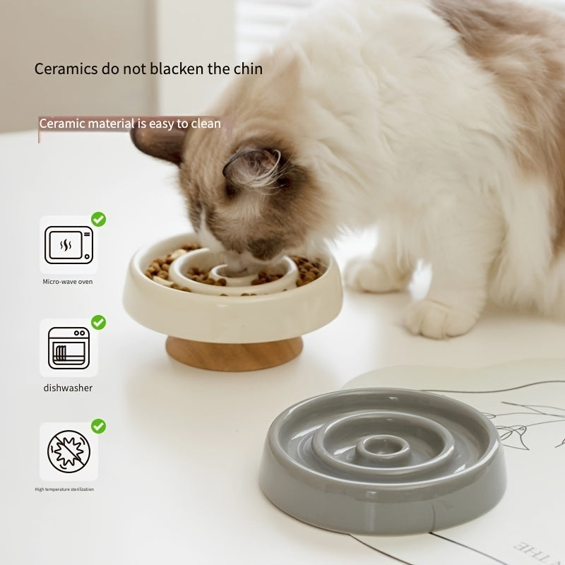 Warm Ceramic Puzzle Bowl for Slow Pet Feeding